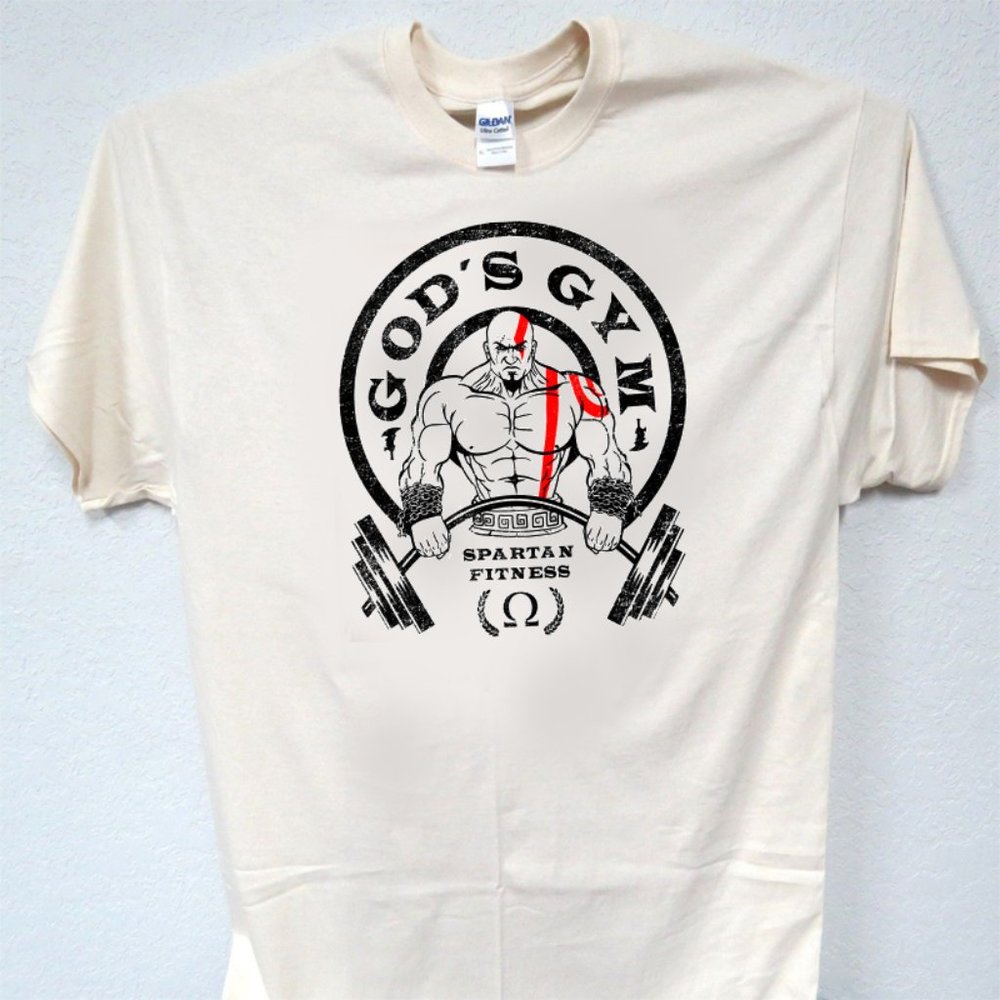 GOD'S GYM, SPARTAN, FITNESS COOL VINTAGE IVORY MEN'S TEE T-417